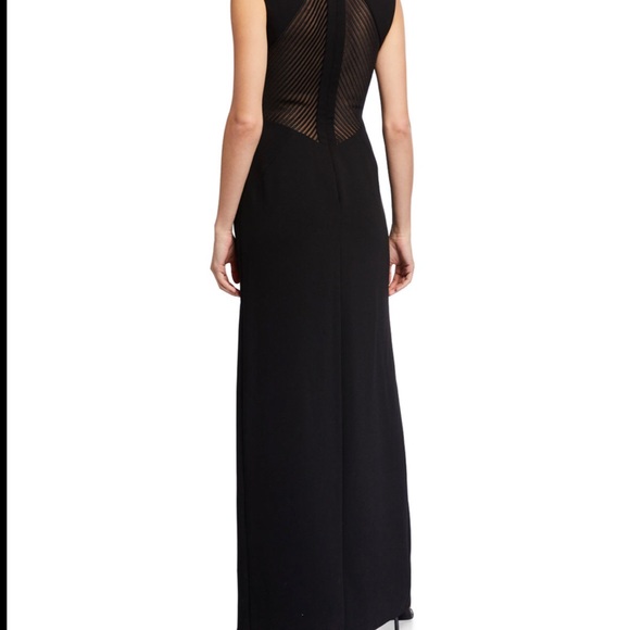 Sleeveless Heavy Crepe Gown W/ Back Embroidery 495 - Picture 3 of 3